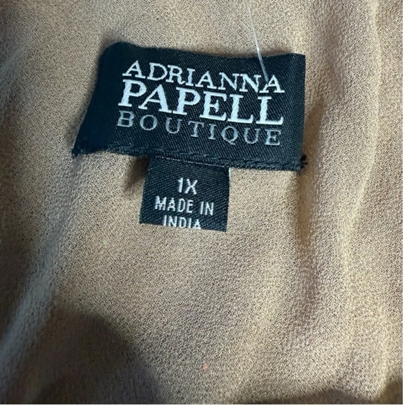 Adrianna Papell Boutique 1X Silk Beaded Sequin Blouse Sparkling Stars Golden NWT - Picture 12 of 15